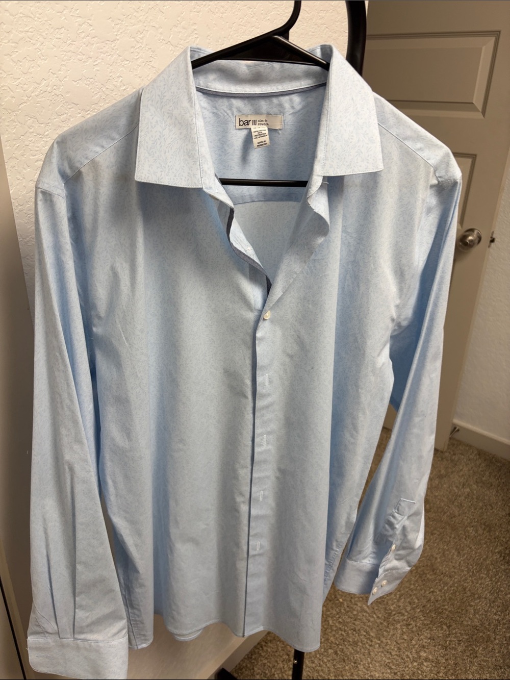 Bar III Pale Blue Men's Dress Shirt with Spread Collar